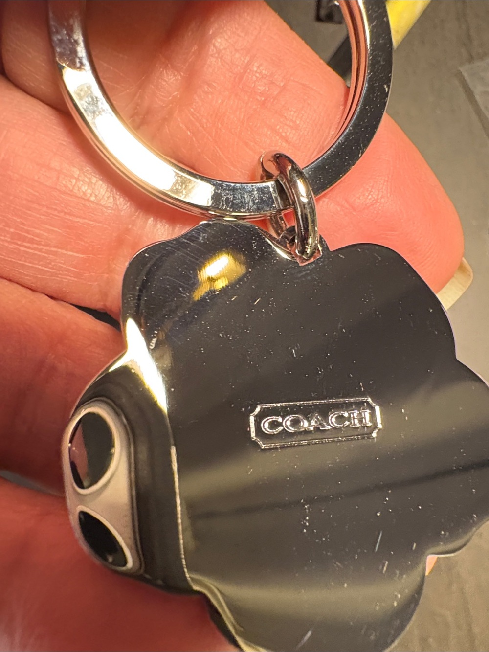 Coach Pink & Purple Flower Enamel Key Ring - Picture 3 of 3